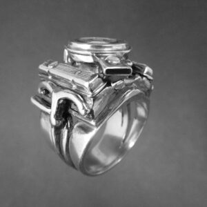 CHEVY 400 SMALL BLOCK CHEVY STERLING SILVER ENGINE-RING