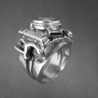 CHEVY 400 SMALL BLOCK CHEVY STERLING SILVER ENGINE-RING