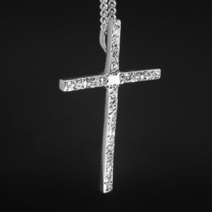 CROSS-TEXTURED SMALL-STERLING SILVER CROSS SIZE:  1 3/4" by 1 1/8"