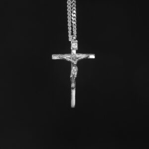 CRUCIFIX - SMALL CROSS-SOLID STERLING SILVER 1 3/8" X 3/4"