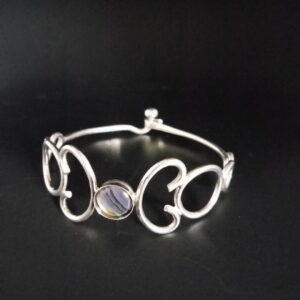 CLASP BRACELET 12MM STONE-STERLING SILVER