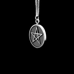 STAR IN SOLID ROUND PENDANT-STERLING SILVER
