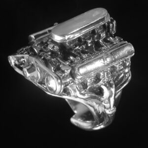 OLDS 442 ENGINE RING W/TRIPS STERLING SILVER