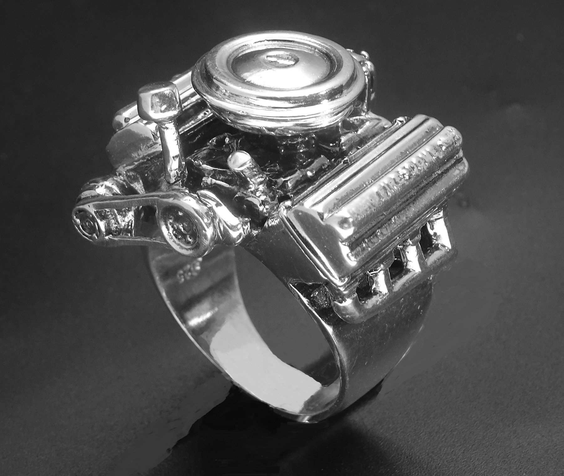 STERLING SILVER (92.5)CHRYSLER 313 1956 ENGINE RING The Silver Hammer