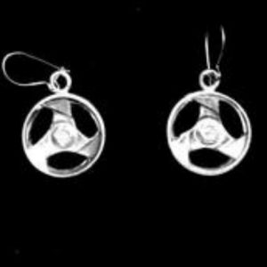 MAG WHEEL EAR RINGS WITH WIRES V-3 SPOKE LEVER BACK