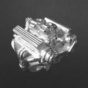 CHEVY 400 SMALL BLOCK W/ TWO FOUR BARREL CARBS STERLING SILVER
