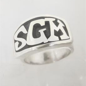 ID RECTANGLE TAPERED BEZEL INITIAL STERLING SILVER-RING