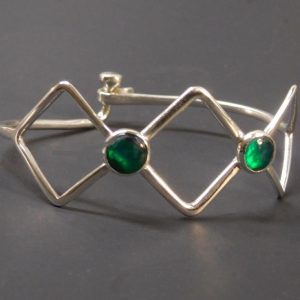 THREE SQUARE CLASP STERLING SILVER BRACELET