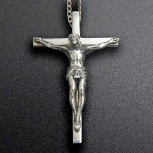 CRUCIFIX-LARGE SOLID STERLING SILVER - 3 INCH X 1 7/8 INCH - FOURTH SIZES AVAILABLE