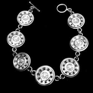DODGE 71 MAG WHEEL CHAIN LINK BRACELET STERLING SILVER