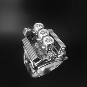 CHEVY 327 3 X 2'S ENGINE RING-STERLING SILVER