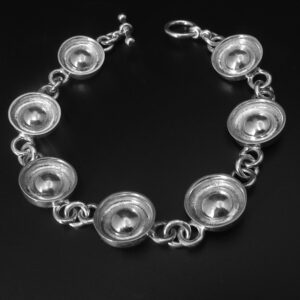 BABY MOON WHEELS & HUB CAP STERLING SILVER CHAIN LINK BRACELET