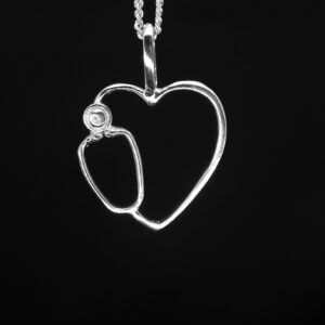 STETHOSCOPE HEART PENDANT-STERLING SILVER