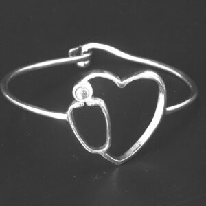 STETHOSCOPE HEART CLASP BRACELET STERLING SILVER