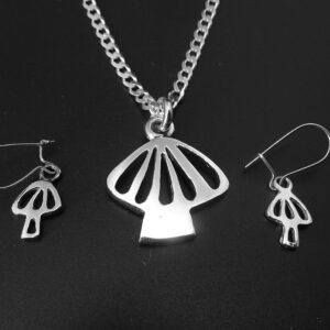 MUSHROOM-PENDANT & EAR RINGS-STERLING SILVER