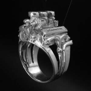 CHEVY 327 3 X 2'S CORVETTE ENGINE RING-STERLING SILVER