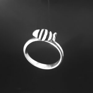 SMALL ABSTRACT FISH ON TOP OF SOLID STERLING SILVER BAND