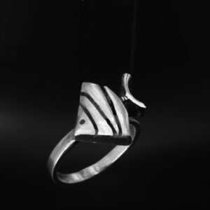 FISH ON TOP OF STERLING SILVER RING BAND