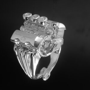 409 CHEVY-3 X 2 BARREL CARBURETOR-STERLING SILVER ENGINE RING
