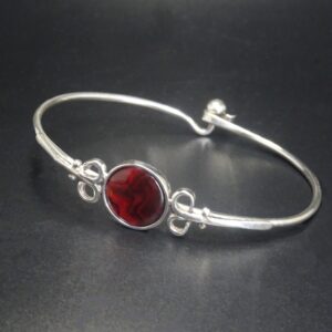CLASP BRACELET-STERLING SILVER (92.5) W/ ONE 12 MM STONE