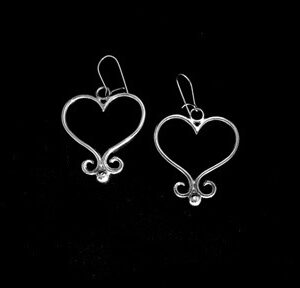 WIRE HEART & BALL PENDANT-STERLING SILVER W/ WIRES