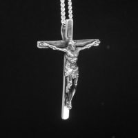 CRUCIFIX -THIRD SIZE - SOLID STERLING SILVER (92.5) 1 5/8″ X 1 1/8″