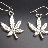 STERLING SILVER CANNABIS LEAF EAR RINGS WITH WIRES