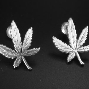 CANNABIS LEAF-POST EAR RINGS