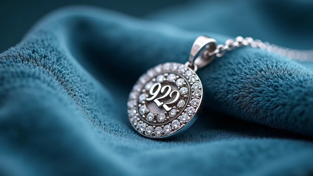 Sterling silver jewelry marked with 925 stamp on soft velvet, showing pendant details